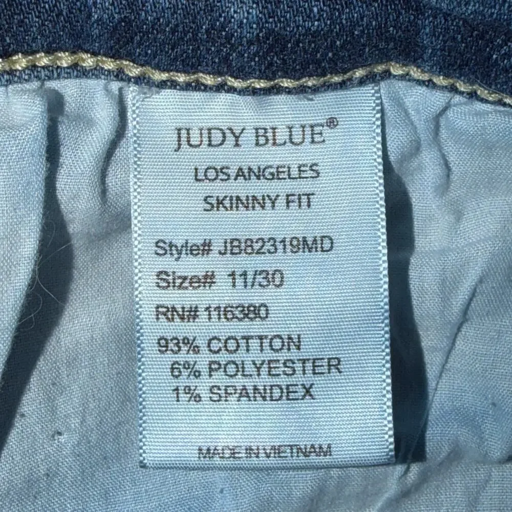 Judy Blue Penelope High Rise Button Fly Skinny Fit Jeans Women's Size 11/30 Blue